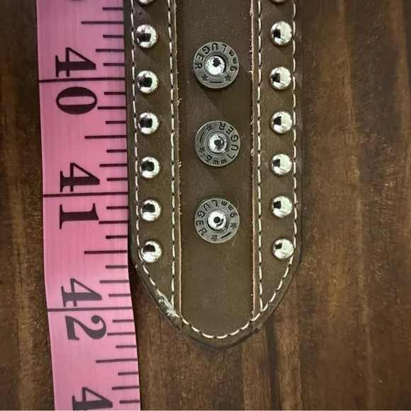Brown Studded Belt with Silver Buckle - Picture 7 of 9